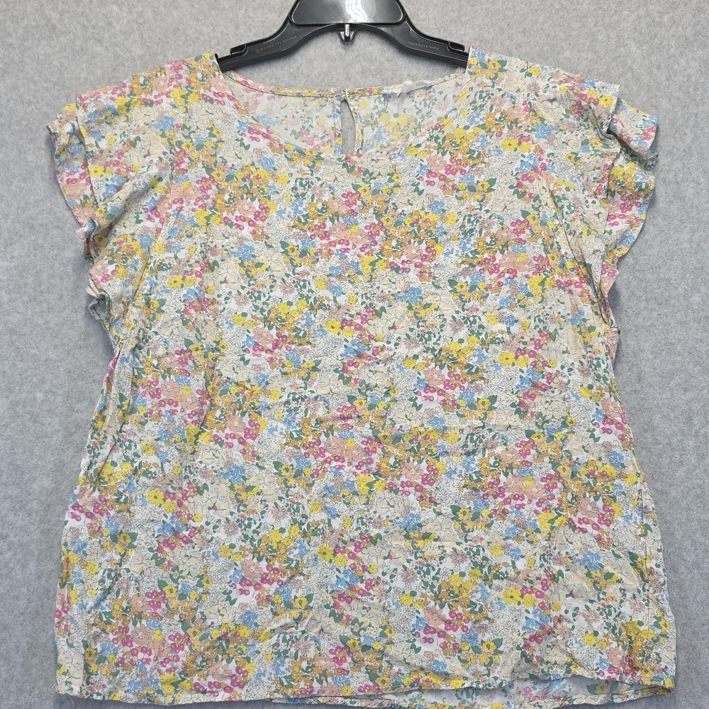 Emerson Rose Floral Print Women's Top With Ruffle Sleeves